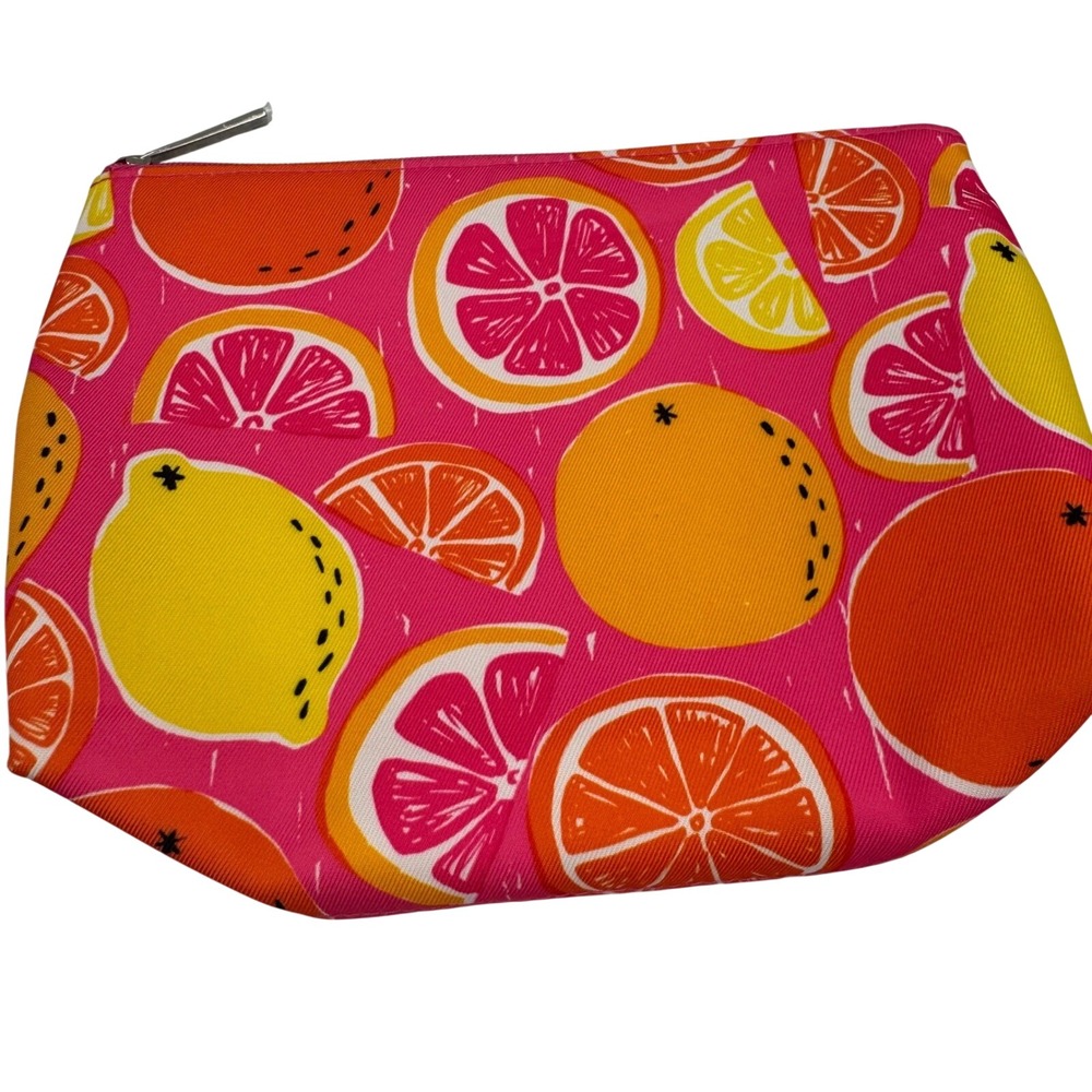 Clinique Cosmetic Pouch Set Women OS Pink Fruit Print Watermelon Citrus 2pc - Picture 2 of 8
